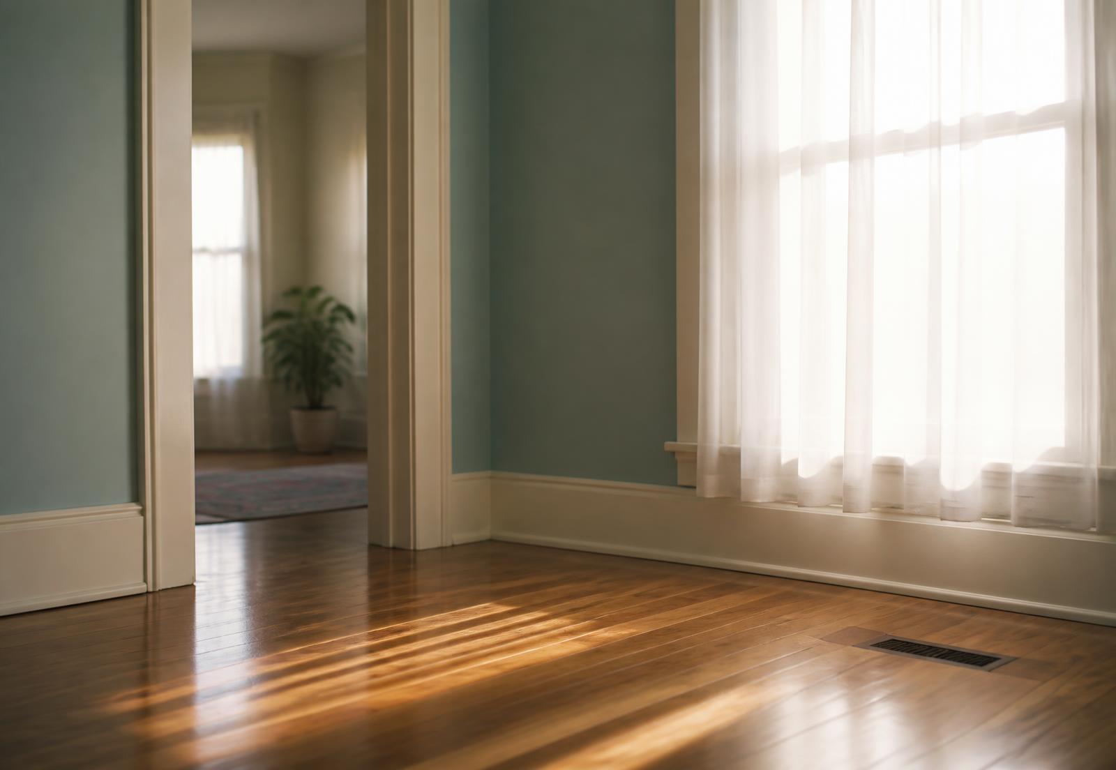Sunlight through sheer curtains in a clean, restored Indianapolis home